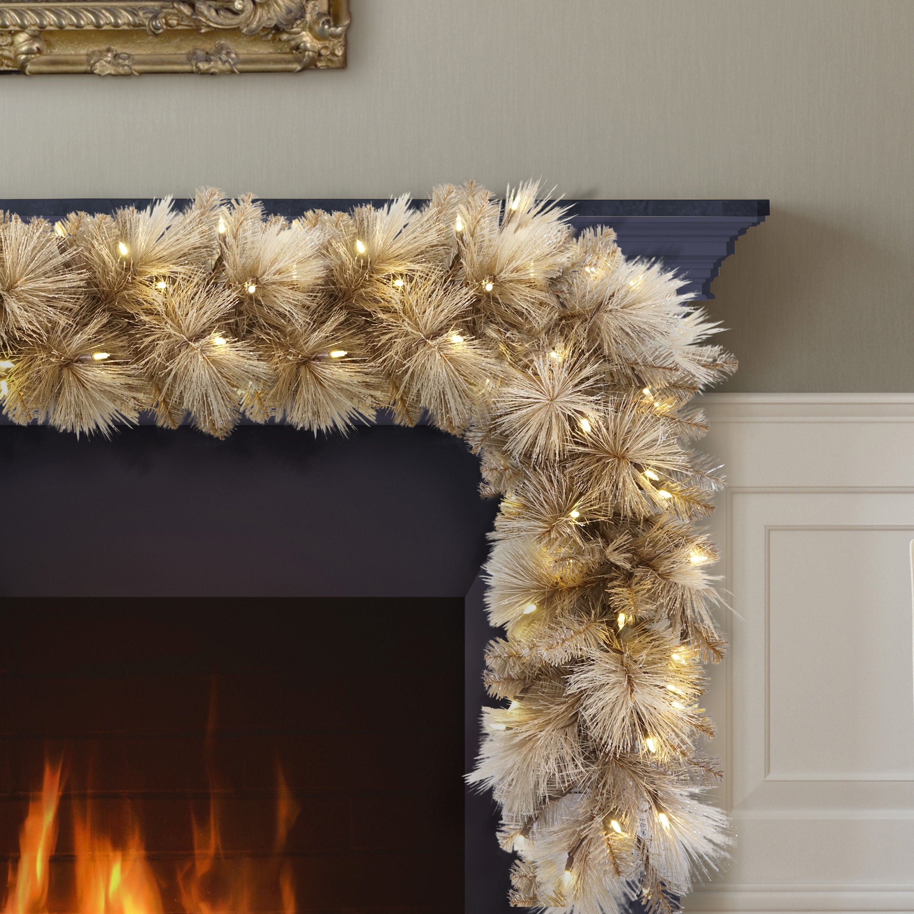 9' x 10" Pre-Lit Tan Garland